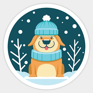 Snowfall Winter Dog Outdoor Sticker